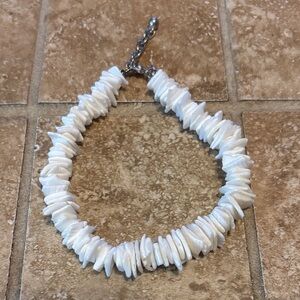 Chic White Shell Bracelet - 10in max length.